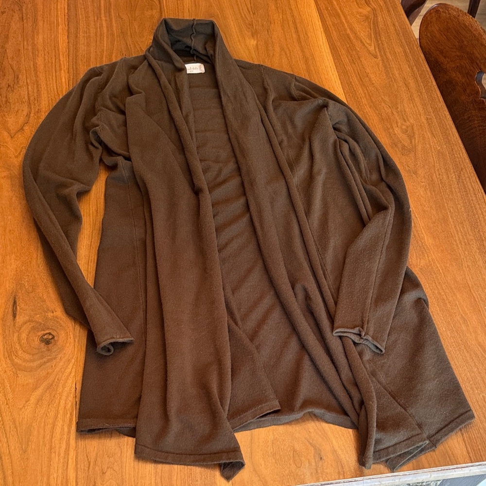 Dark Green Open Front Cardigan
